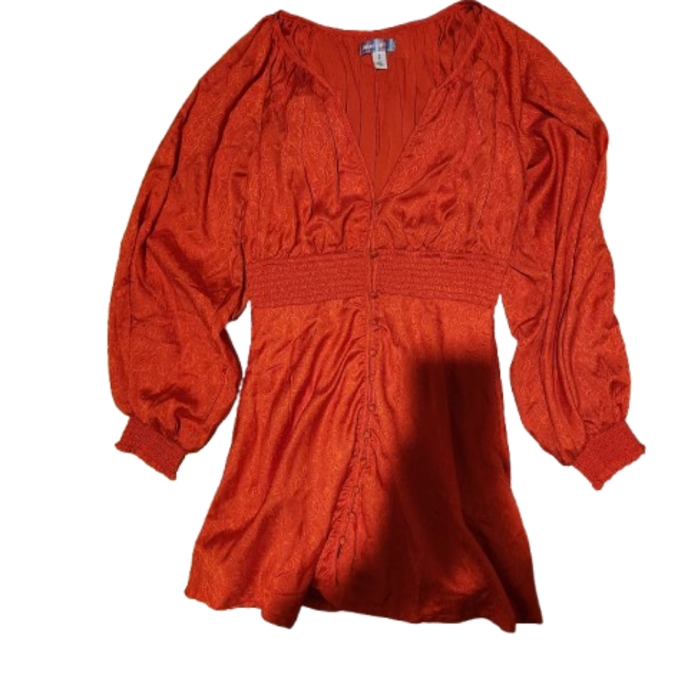 Never Worn Urban Outfitters red/orange button front mini dress Size SP